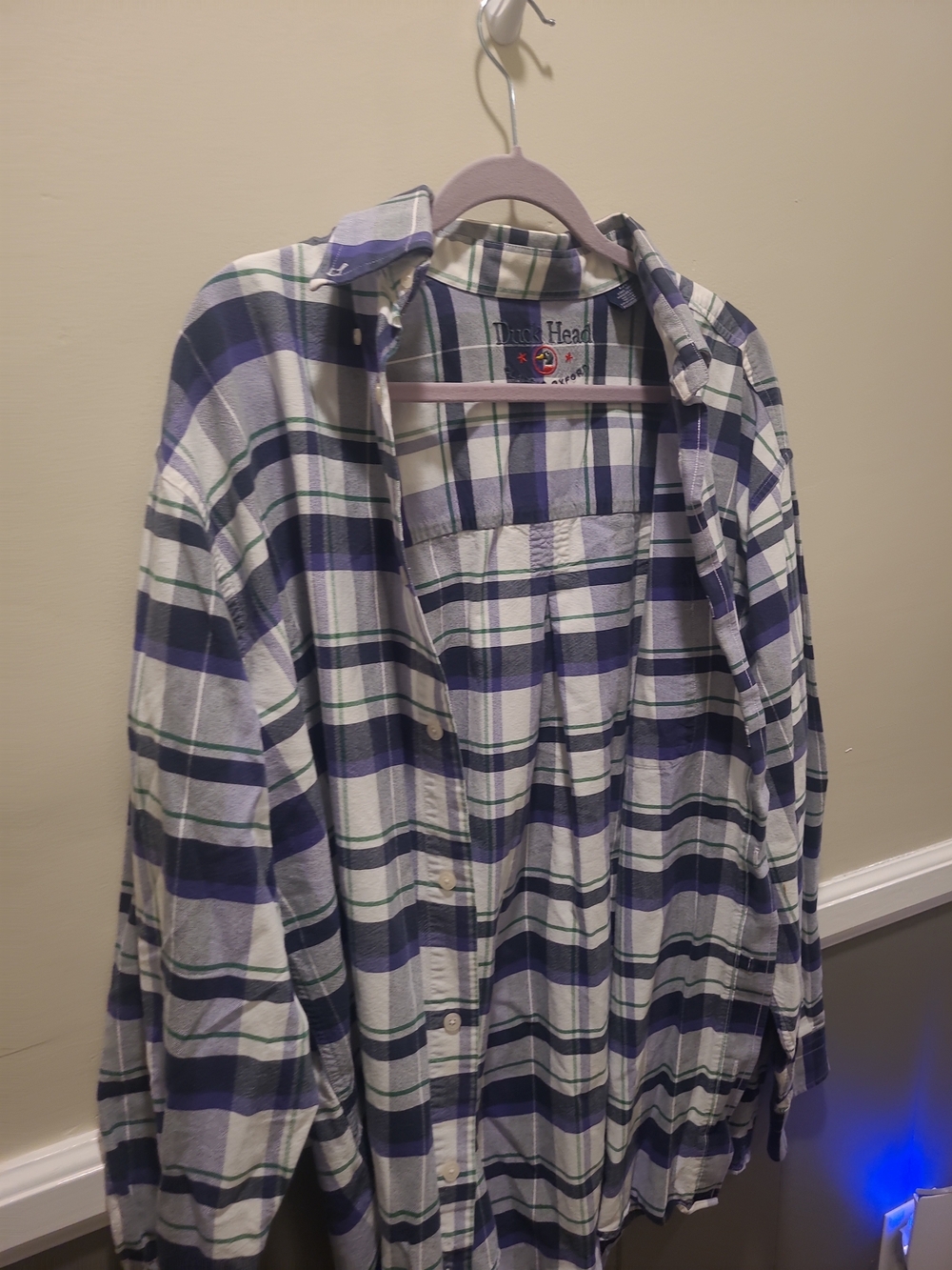 Duckhead Classic Oxford Mens Large Long Sleeve Button Up  Plaid Shirt